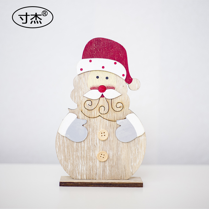 圣诞节木质装饰摆件 圣诞创意彩绘摆件 圣诞节雪人装饰品圣诞雪人C
