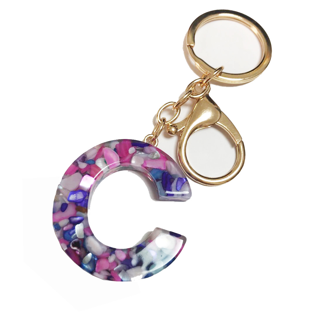 工艺品挂件定制创意钥匙圈挂扣26英文字母吊坠钥匙扣C/40MM