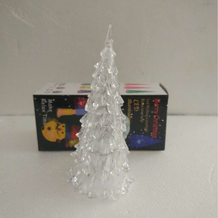 新款圣诞现货七彩圣诞小夜灯led圣诞发光小圣诞树礼品亚克力