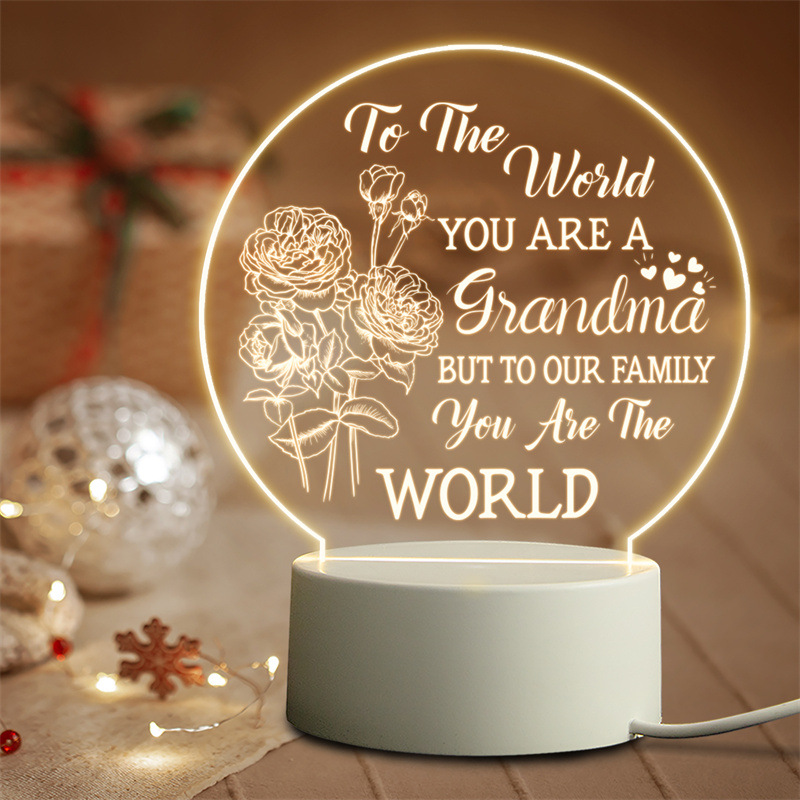 爆款礼品小夜灯42D亚克力LED创意DIY祝福语送母亲奶奶外婆礼物