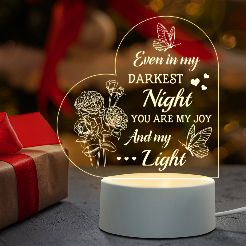 爆款礼品小夜灯42D亚克力LED创意DIY祝福语送母亲奶奶外婆礼物