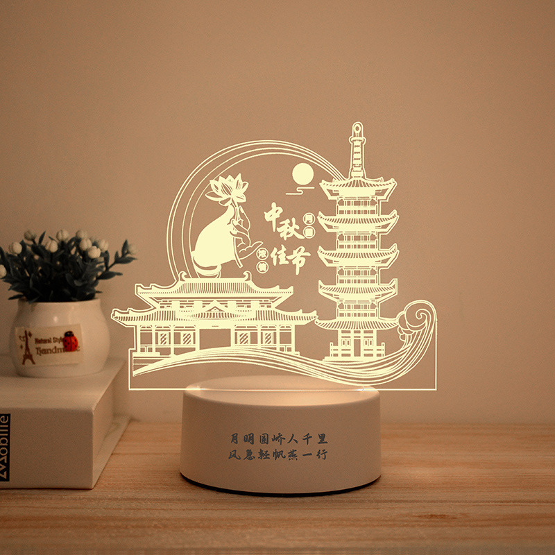 保险宣传广告刻字logo活动 3d小夜灯批发创意usb插电暖光床头灯礼