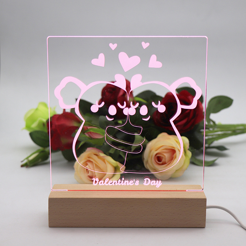 灯饰 2023新款粉色少女树袋熊led亚克力3D小夜灯