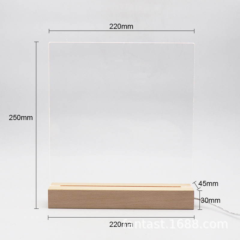 DIY空白亚克力小夜灯空白板USB插电LED实木床头灯