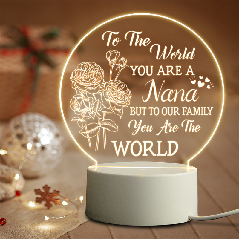 爆款礼品小夜灯42D亚克力LED创意DIY祝福语送母亲奶奶外婆礼物