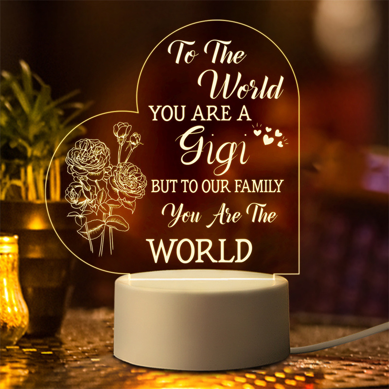 爆款礼品小夜灯42D亚克力LED创意DIY祝福语送母亲奶奶外婆礼物
