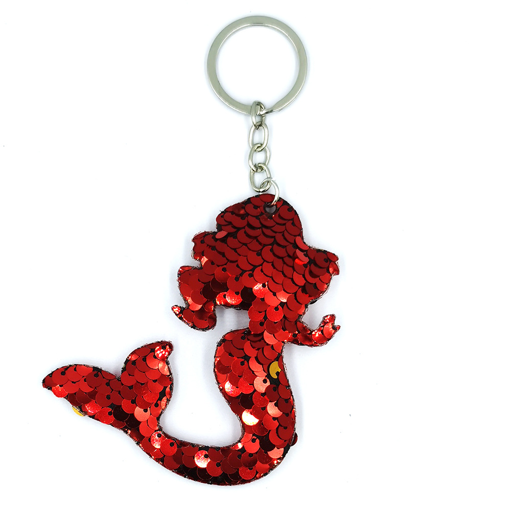 反光亮面美人鱼尾巴钥匙扣挂件 汽车箱包挂件亮片美人鱼 跨境爆款