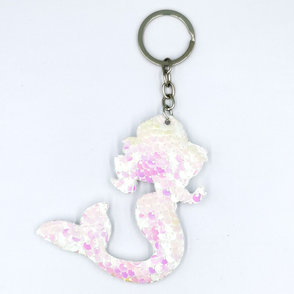 反光亮面美人鱼尾巴钥匙扣挂件 汽车箱包挂件亮片美人鱼 跨境爆款