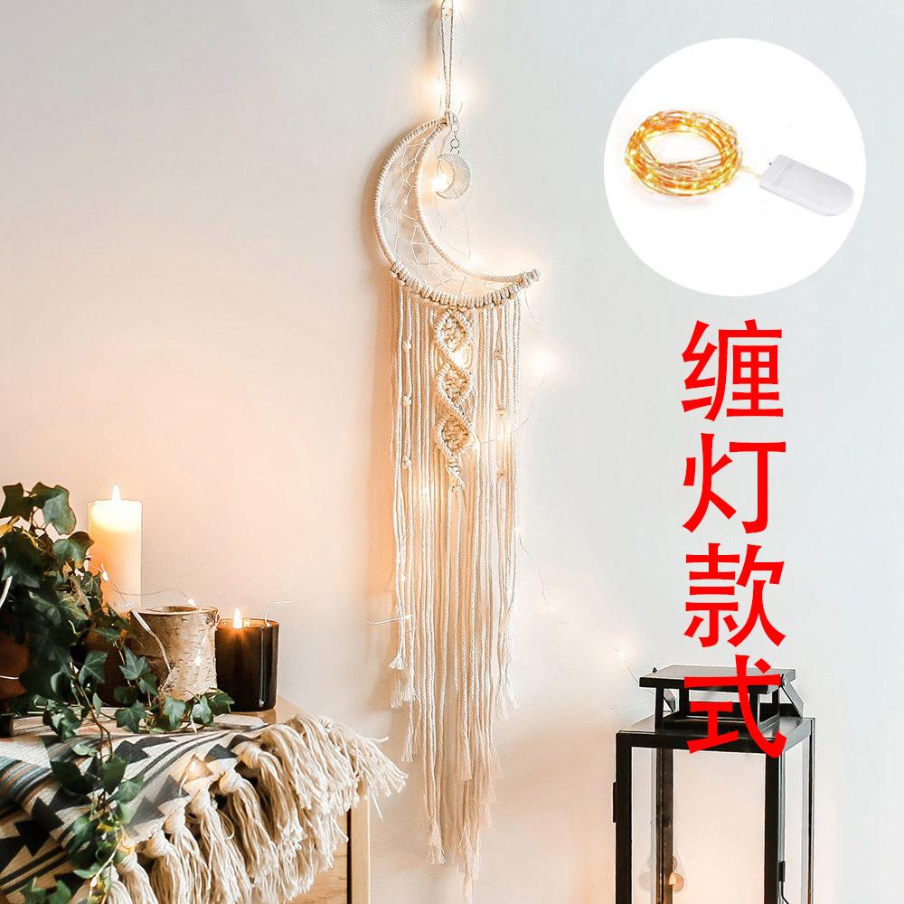 跨境爆款棉线编织挂件星月亮捕梦网挂件 创意家居墙面装饰礼物