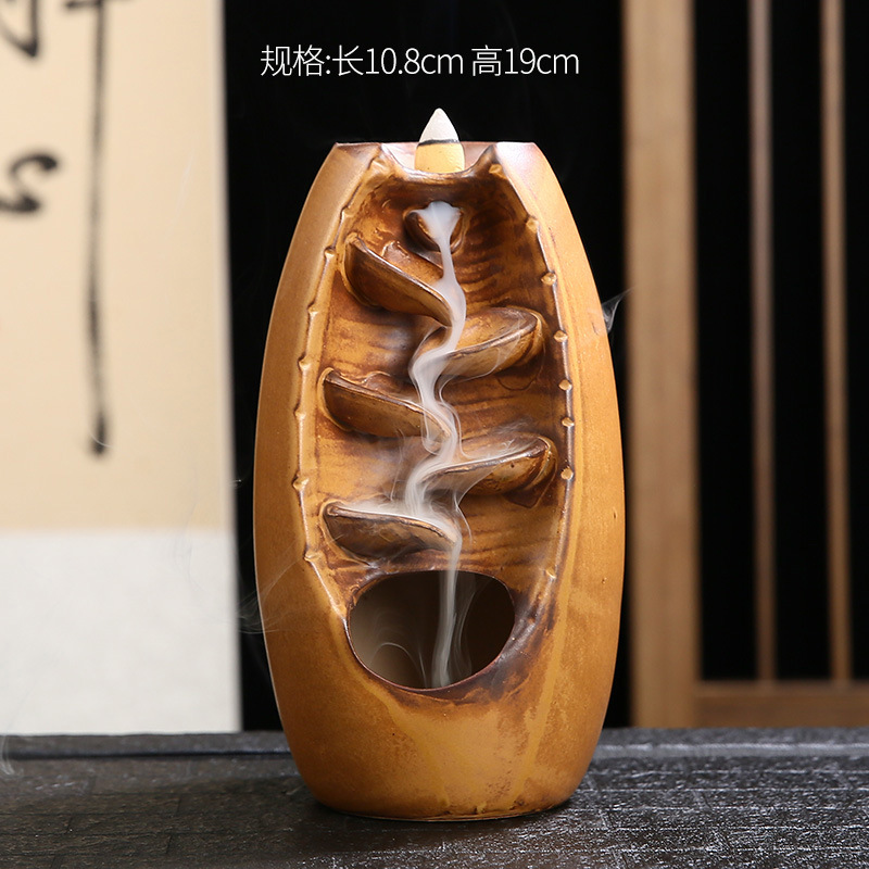 大号左右逢源倒流香炉复古窑变蓝色香炉创意家居摆件跨境香炉爆款