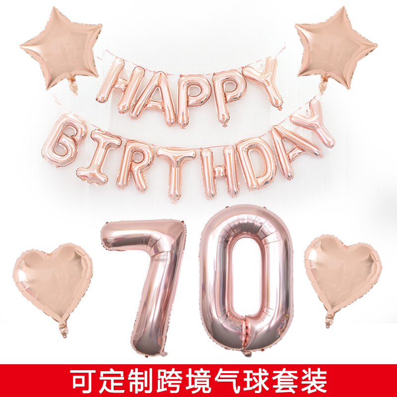 亚马逊跨境爆款40寸玫瑰金0-9铝膜生日套餐派对装饰气球套装批发