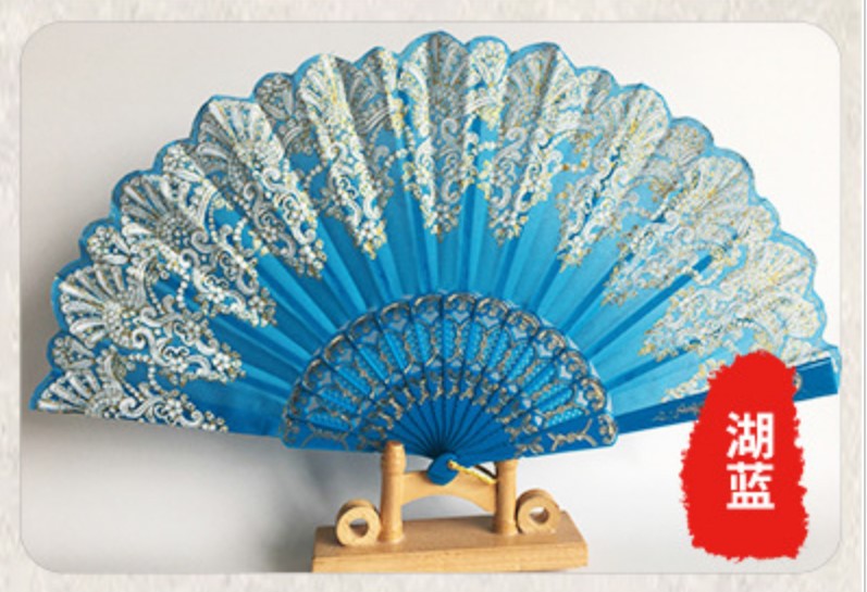 跨境爆款地摊夜市中国风金粉扇 复古折叠礼品扇 舞蹈婚礼折叠扇子