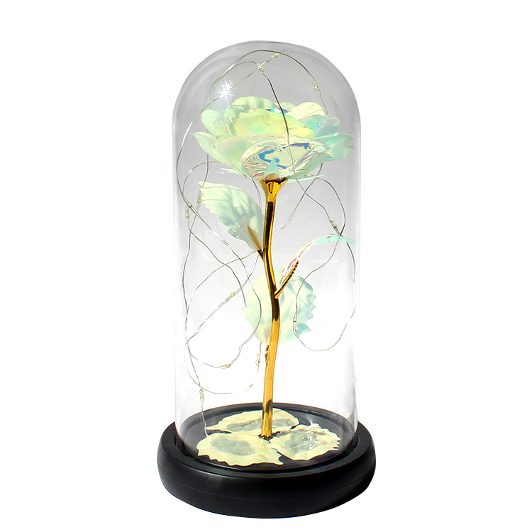 圣诞热销跨境爆款LED灯夜光玫瑰花玻璃罩礼盒情人节礼物生日礼品