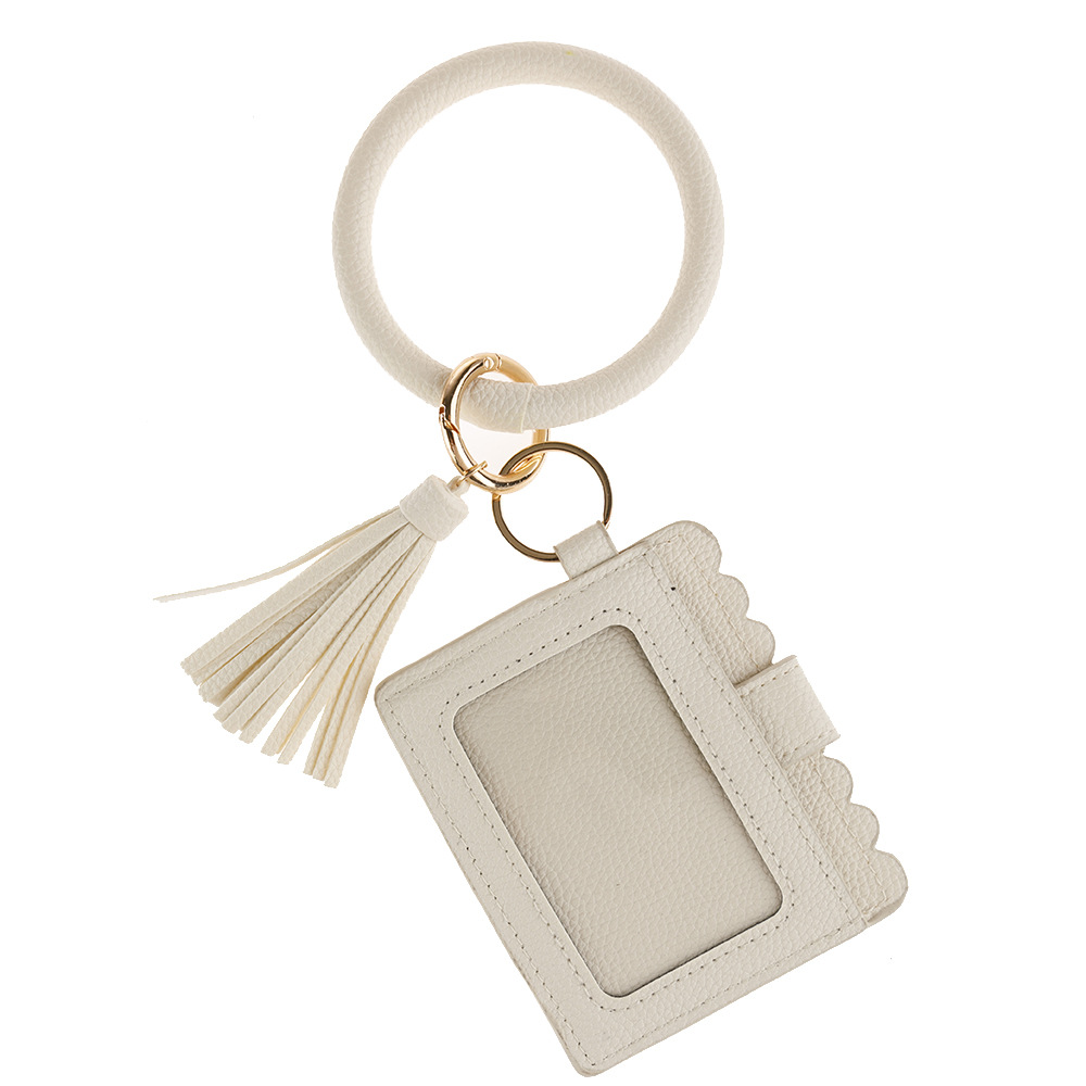 跨境爆款 豹纹PU皮革流苏手镯钥匙扣卡包证件包零钱包手拿包直销