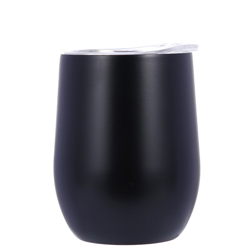 12oz鸡蛋杯真空U型swig蛋杯双层304不锈钢 蛋壳杯 红酒杯:黑色/12oz-350ml