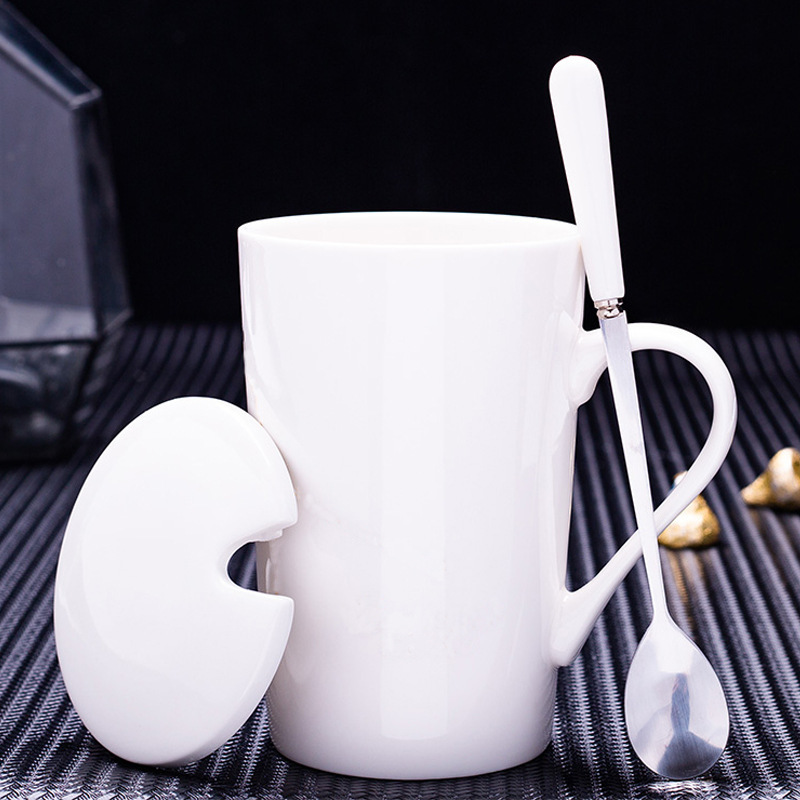 创意陶瓷杯马克杯骨瓷水杯星座热销情侣杯子:12号亮光白瓷盖精品勺/401-500ml