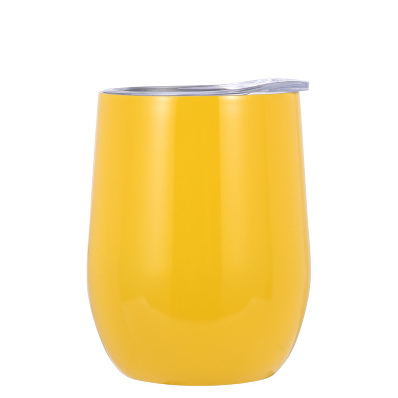 12oz鸡蛋杯真空U型swig蛋杯双层304不锈钢 蛋壳杯 红酒杯:黄色/12oz-350ml