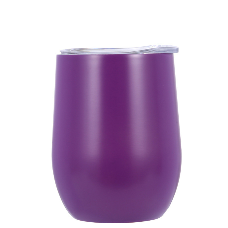 12oz鸡蛋杯真空U型swig蛋杯双层304不锈钢 蛋壳杯 红酒杯:紫色/12oz-350ml