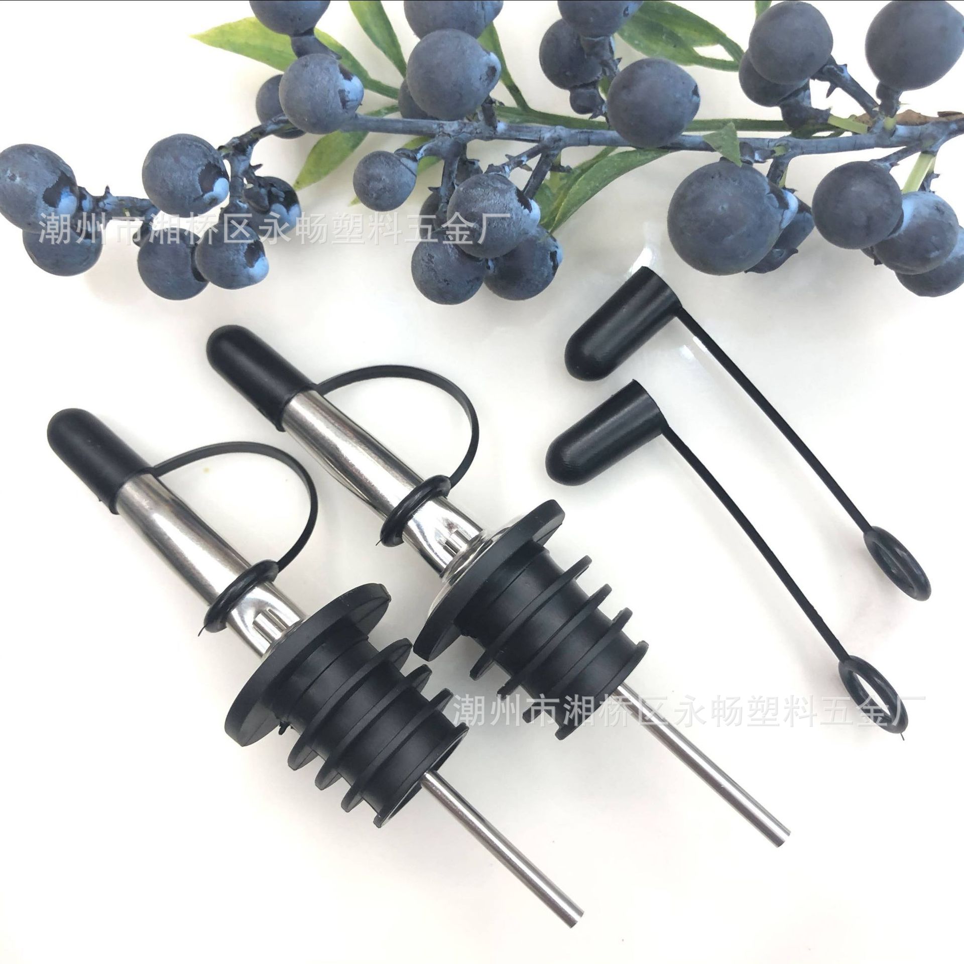 跨境爆款不锈钢酒嘴新款带连帽红酒连体帽倒酒器调酒器酒瓶塞