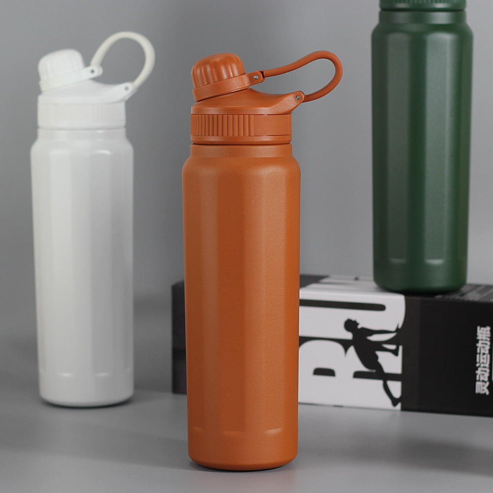 现货供应喷塑手提灵动保温杯锈钢运动吸管杯户外水壶礼品:橙色/820ml