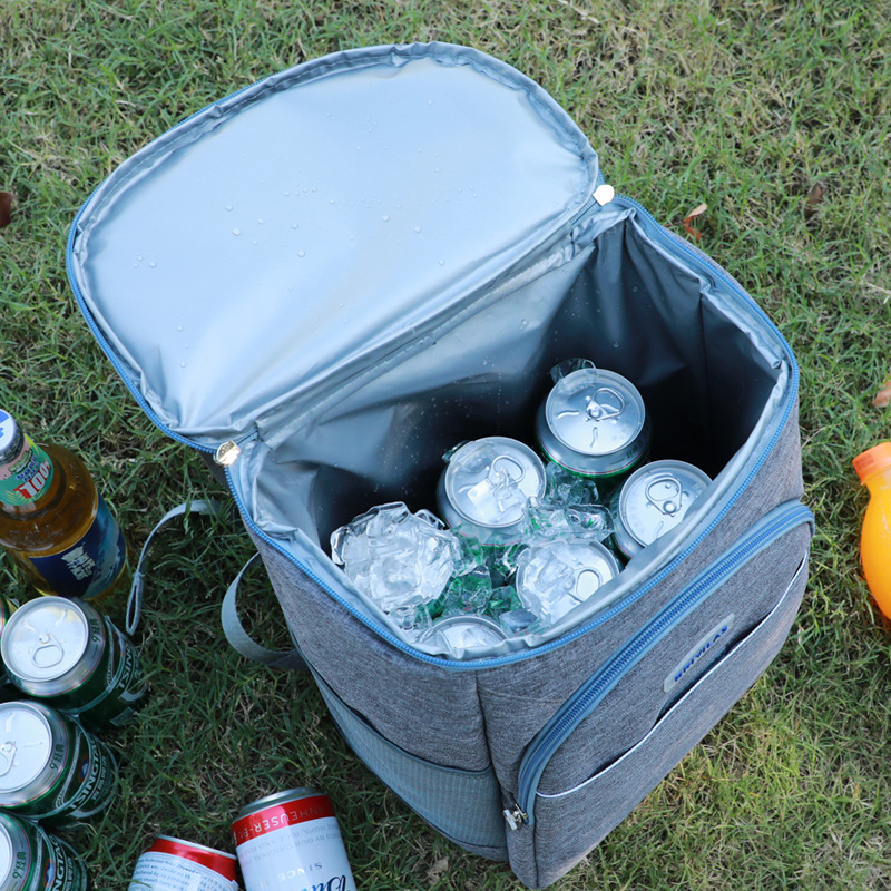 热卖双肩户外野餐包大号冰包双肩背包大容量保温袋雅黑色