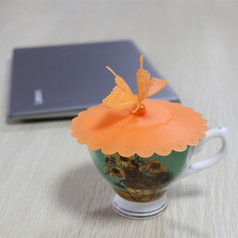 厂家定制创意生活日用可爱动物咖啡杯盖定制新款硅胶礼品杯盖橙色