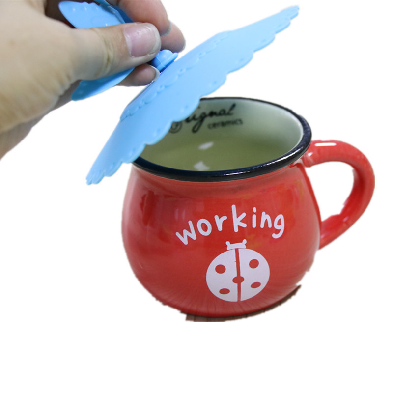 厂家定制创意生活日用可爱动物咖啡杯盖定制新款硅胶礼品杯盖蓝色