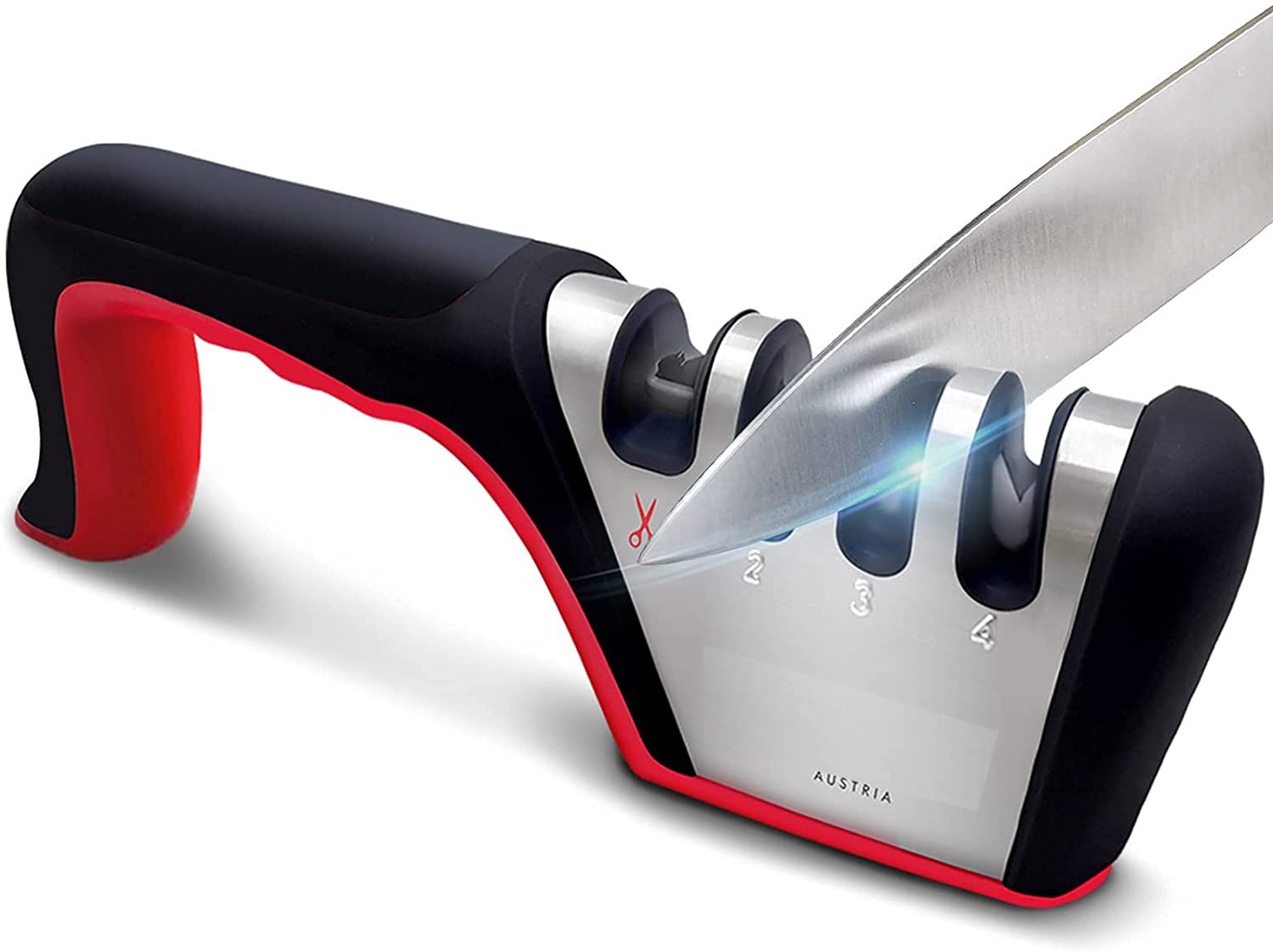 磨刀器 全定角防滑手动便携磨刀石跨境阳江工厂现货黑红色（含彩盒）