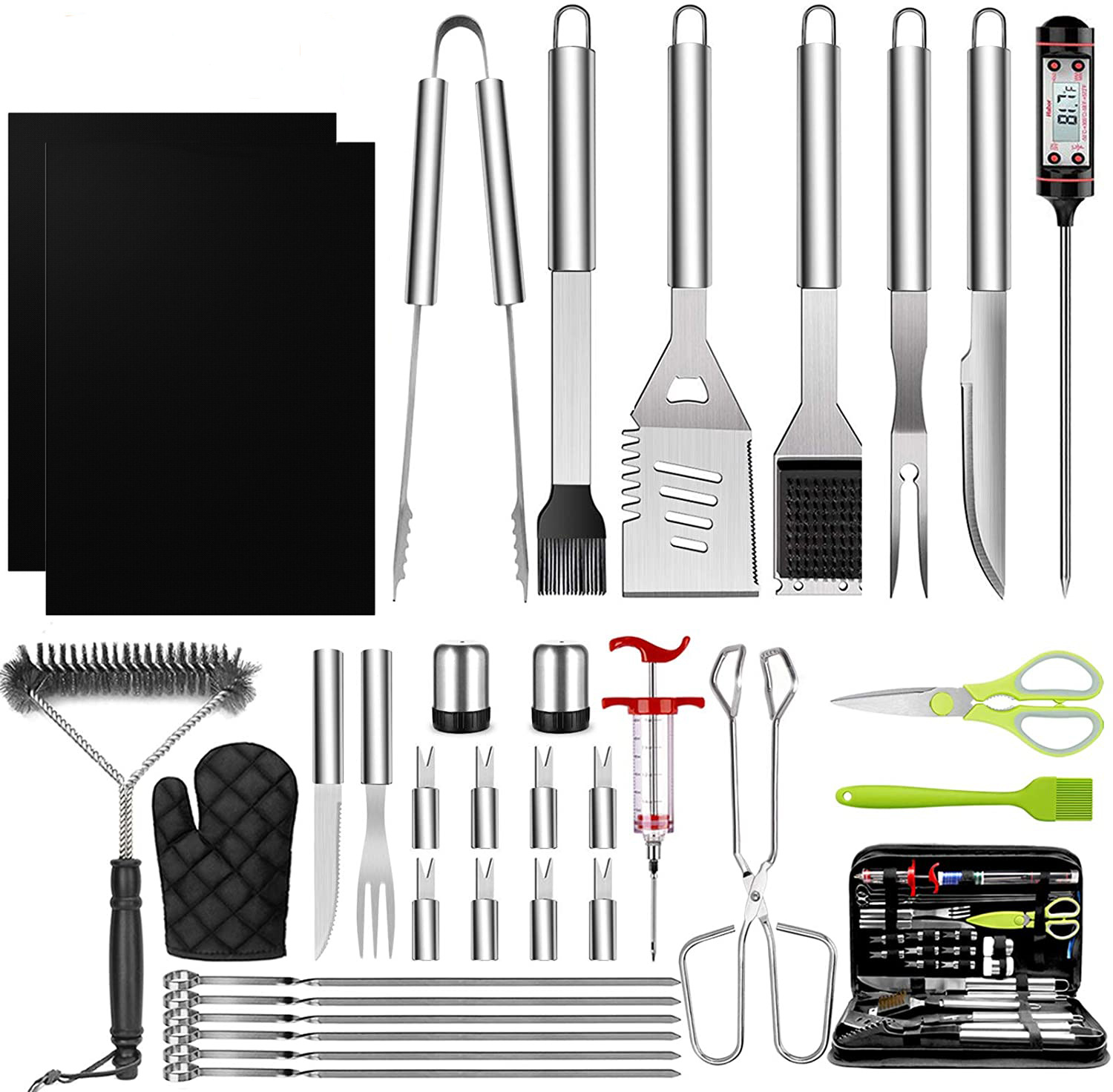 BBQ烤具套装 亚马逊爆款户外家用便携手提布袋16英寸烧烤工具款式3（33件套）