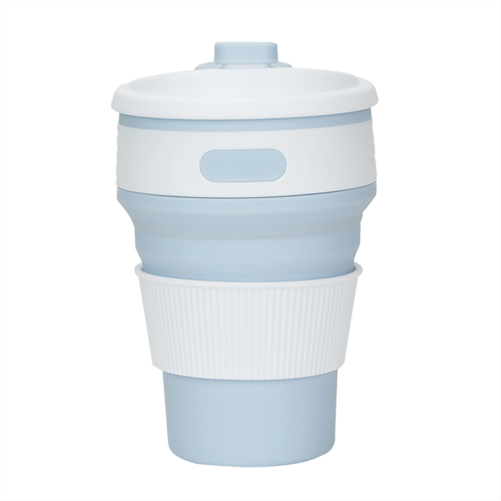 硅胶折叠咖啡杯创意折叠硅胶杯伸缩水杯礼品定logo:浅蓝色（150g）/350ml