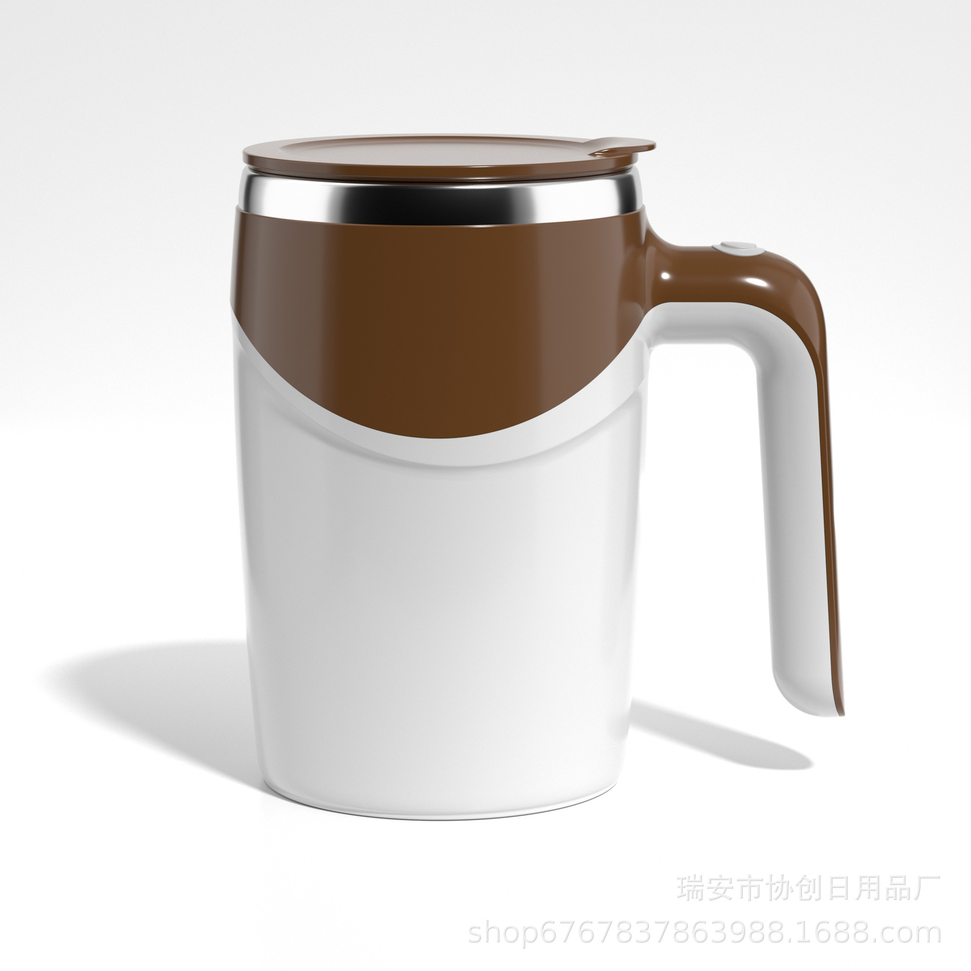 懒人全自动咖啡搅拌杯 304不锈钢磁力旋转电动牛奶马克杯棕色（电池款）/380ml