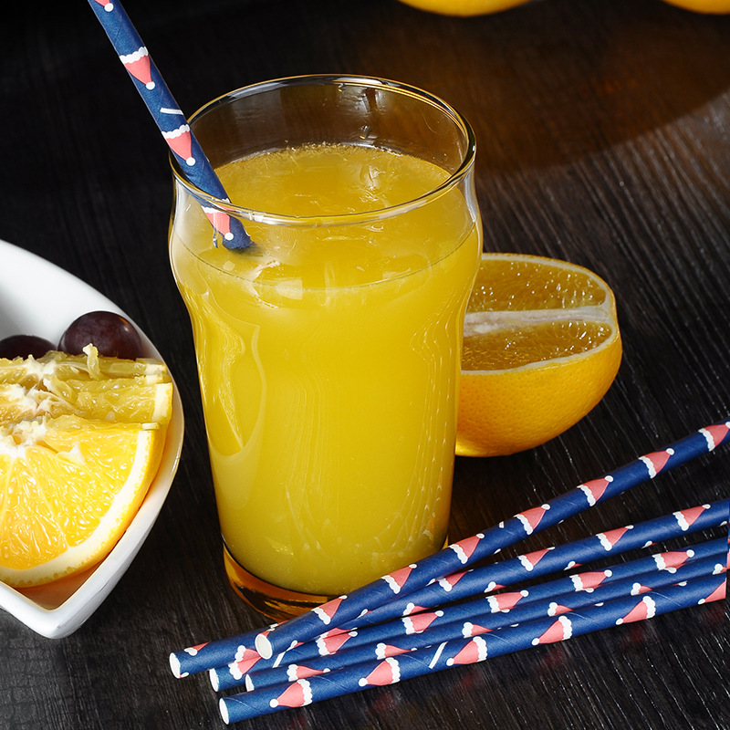 热销跨境 爆款环保可降解圣诞节纸吸管 果汁牛奶一次性牛皮纸吸管
