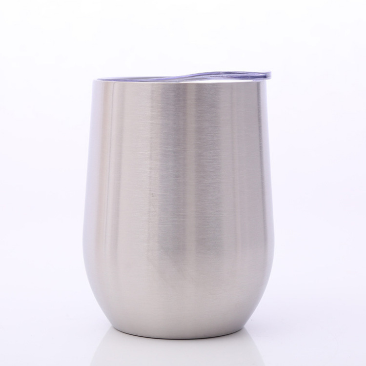 跨境12oz蛋壳杯不锈钢红酒杯啤酒真空定制U型蛋型保温杯定制logo