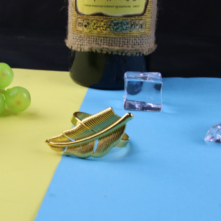 亚马逊爆款时尚酒店简约餐巾扣金色树叶餐巾环跨境货源厂家批发