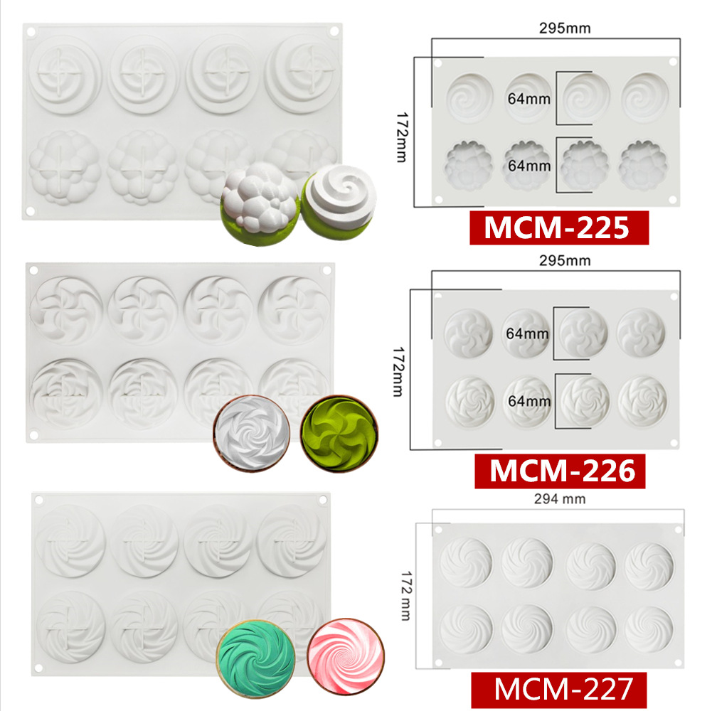 泡泡折纸螺旋花二合一慕斯硅胶蛋糕模具跨境爆款塔圈diy烘焙模具