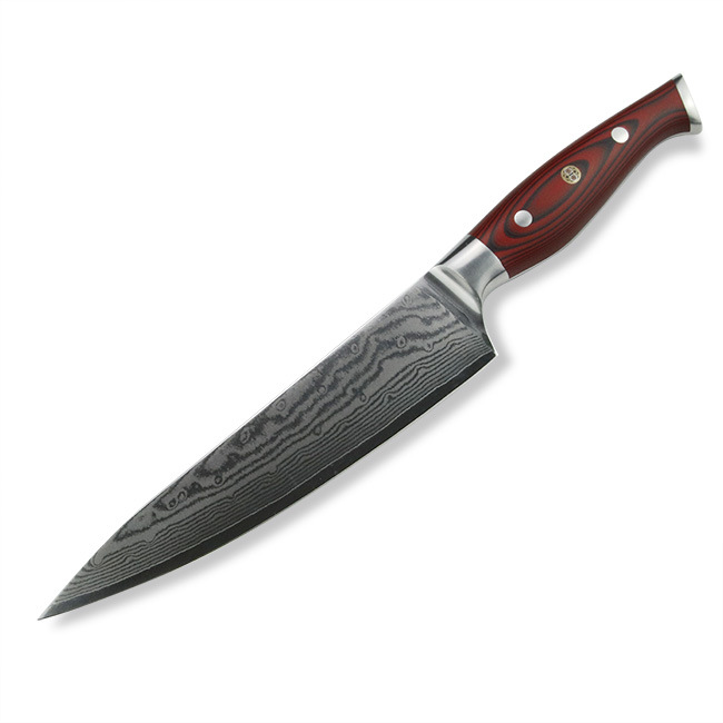 跨境爆款大马士革8寸切片刀VG10主厨刀鱼骨纹厨师刀G10切菜刀