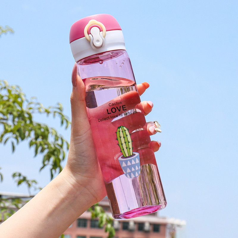 新款运动塑料杯弹跳盖水杯韩版简约抖音爆款运动水杯LOGO礼品杯