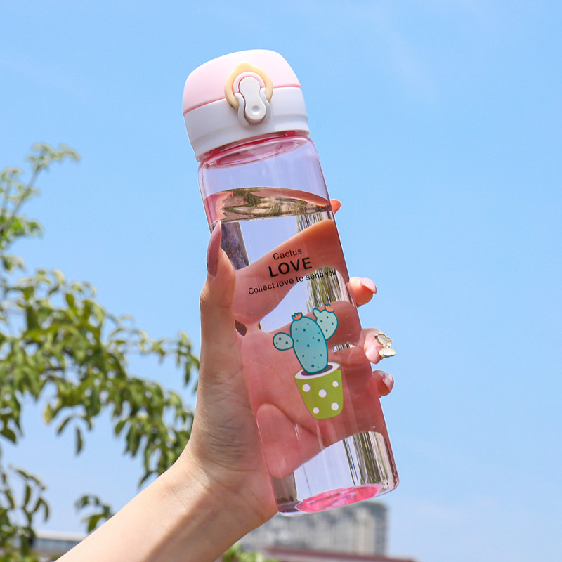 新款运动塑料杯弹跳盖水杯韩版简约抖音爆款运动水杯LOGO礼品杯