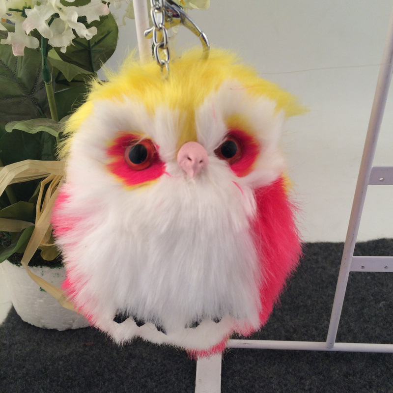 猫头鹰毛绒钥匙扣 仿兔毛绒挂件女包包汽车卡通挂饰跨境电商饰品