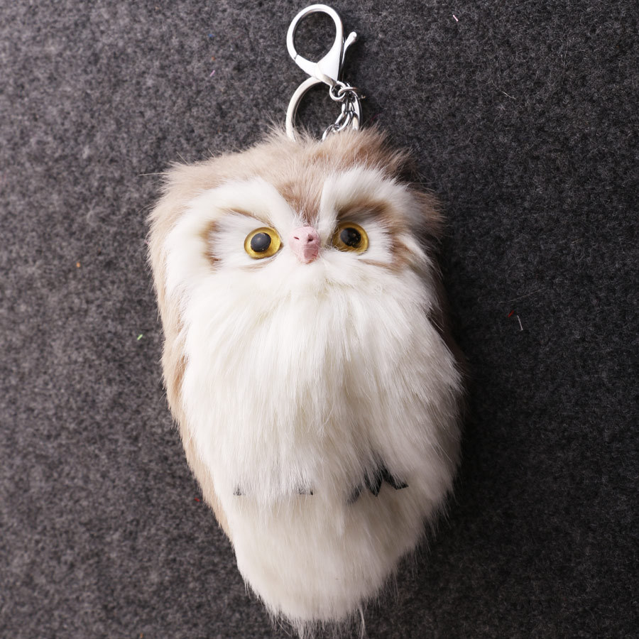 猫头鹰毛绒钥匙扣 仿兔毛绒挂件女包包汽车卡通挂饰跨境电商饰品