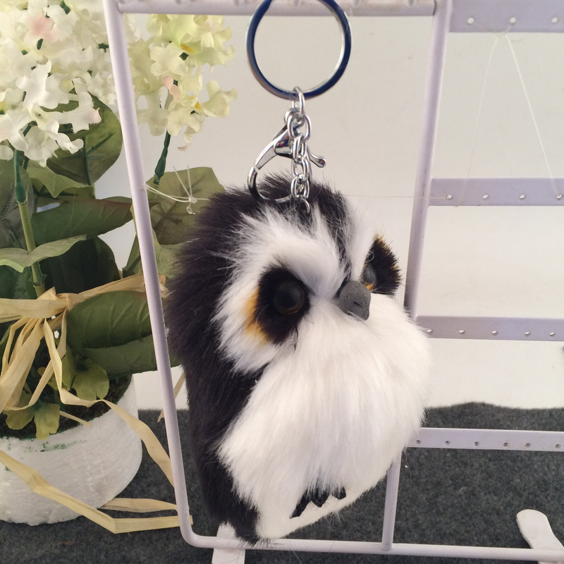 猫头鹰毛绒钥匙扣 仿兔毛绒挂件女包包汽车卡通挂饰跨境电商饰品