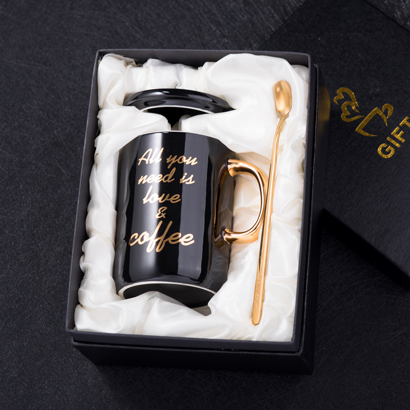 跨境爆款母亲节父亲节礼物陶瓷马克杯简约水杯MOMDAD杯子礼盒装