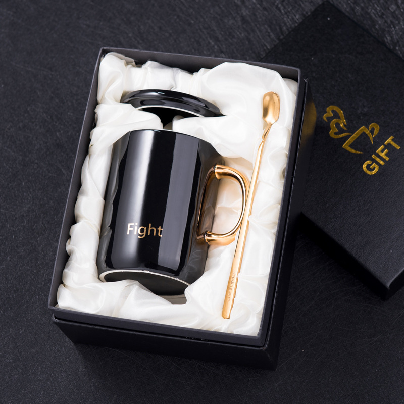 跨境爆款母亲节父亲节礼物陶瓷马克杯简约水杯MOMDAD杯子礼盒装