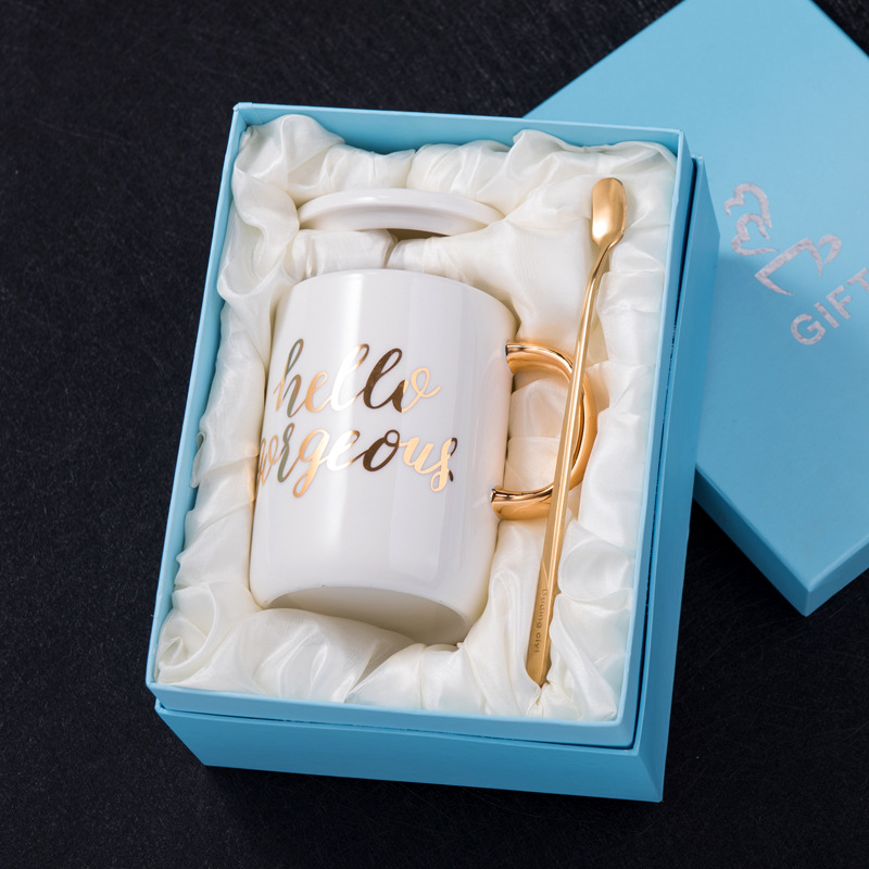 跨境爆款母亲节父亲节礼物陶瓷马克杯简约水杯MOMDAD杯子礼盒装