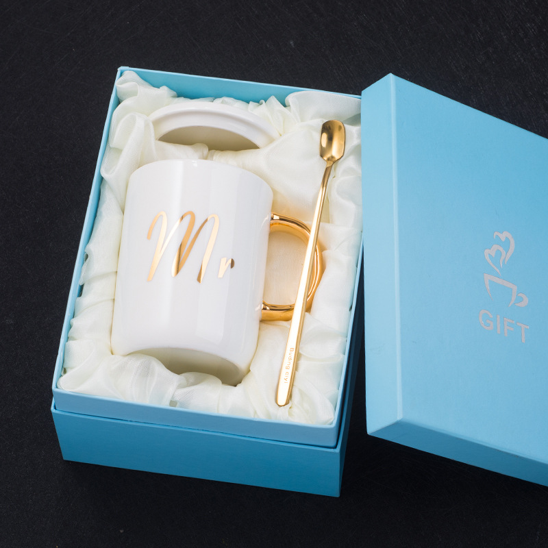 跨境爆款母亲节父亲节礼物陶瓷马克杯简约水杯MOMDAD杯子礼盒装