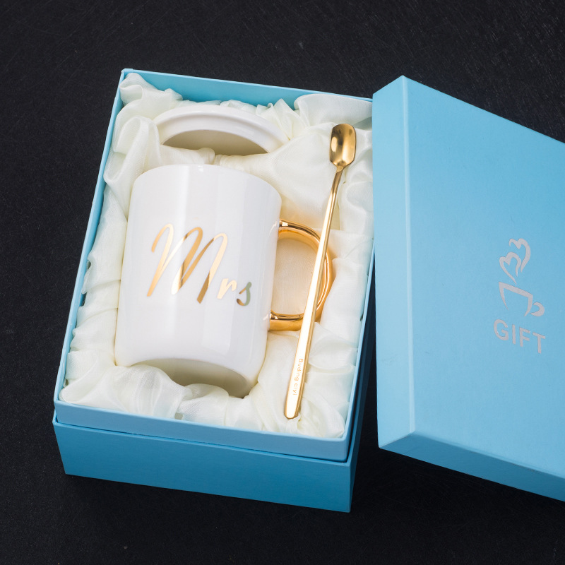 跨境爆款母亲节父亲节礼物陶瓷马克杯简约水杯MOMDAD杯子礼盒装