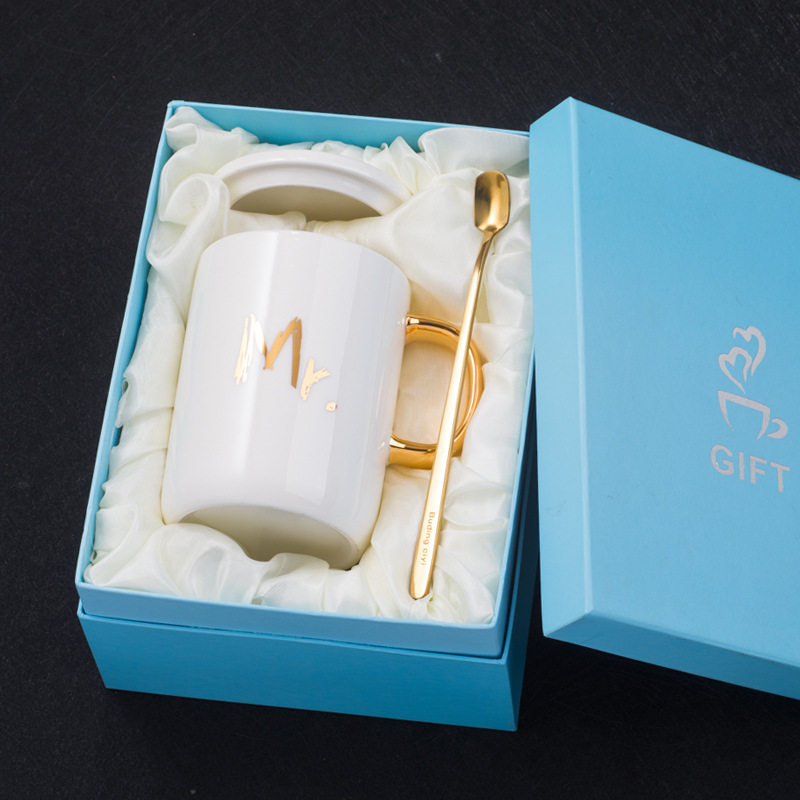 跨境爆款母亲节父亲节礼物陶瓷马克杯简约水杯MOMDAD杯子礼盒装