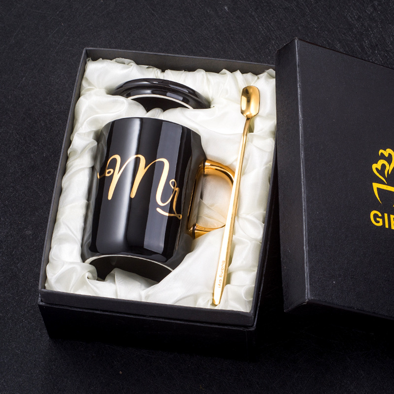 跨境爆款母亲节父亲节礼物陶瓷马克杯简约水杯MOMDAD杯子礼盒装