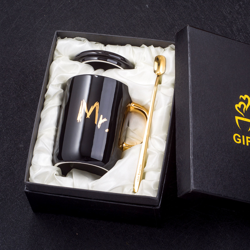 跨境爆款母亲节父亲节礼物陶瓷马克杯简约水杯MOMDAD杯子礼盒装