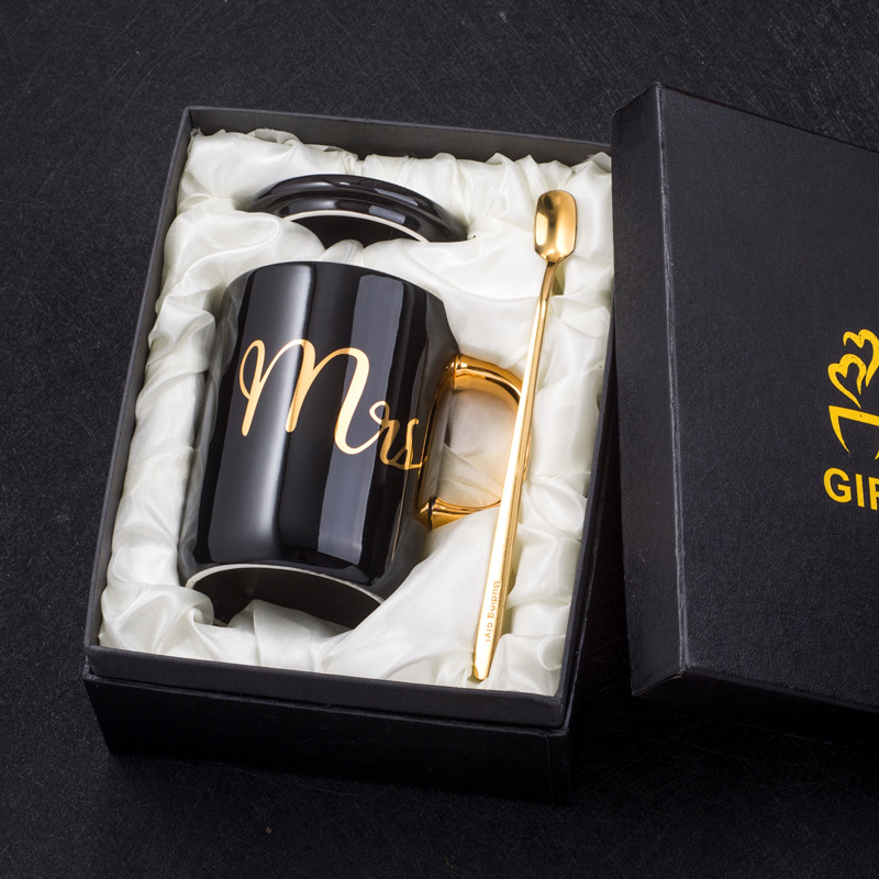 跨境爆款母亲节父亲节礼物陶瓷马克杯简约水杯MOMDAD杯子礼盒装